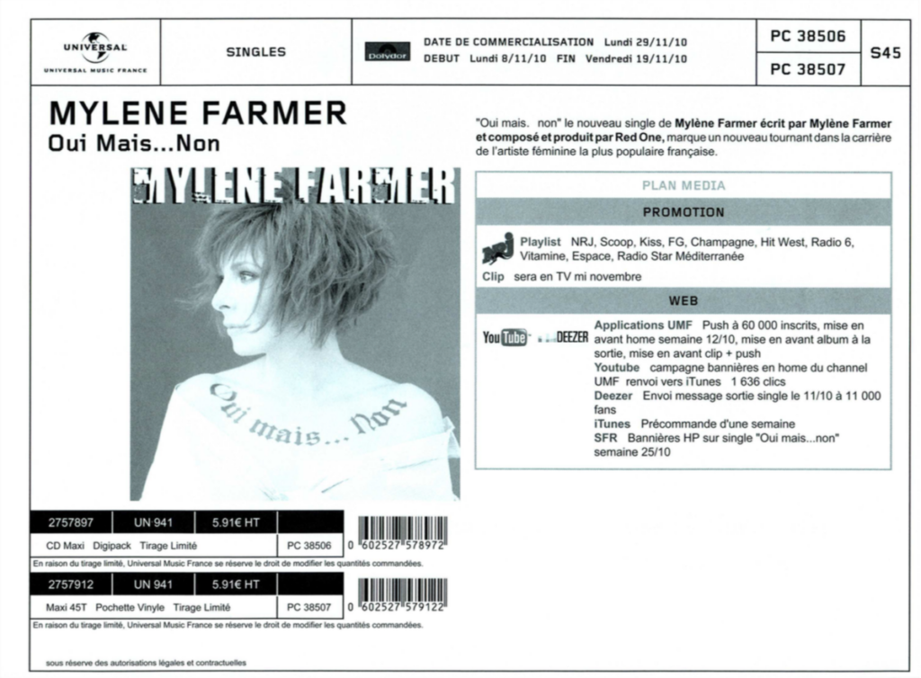 Bon de Précommande – Oui mais non Maxi CD & Maxi 45 Tours – France
