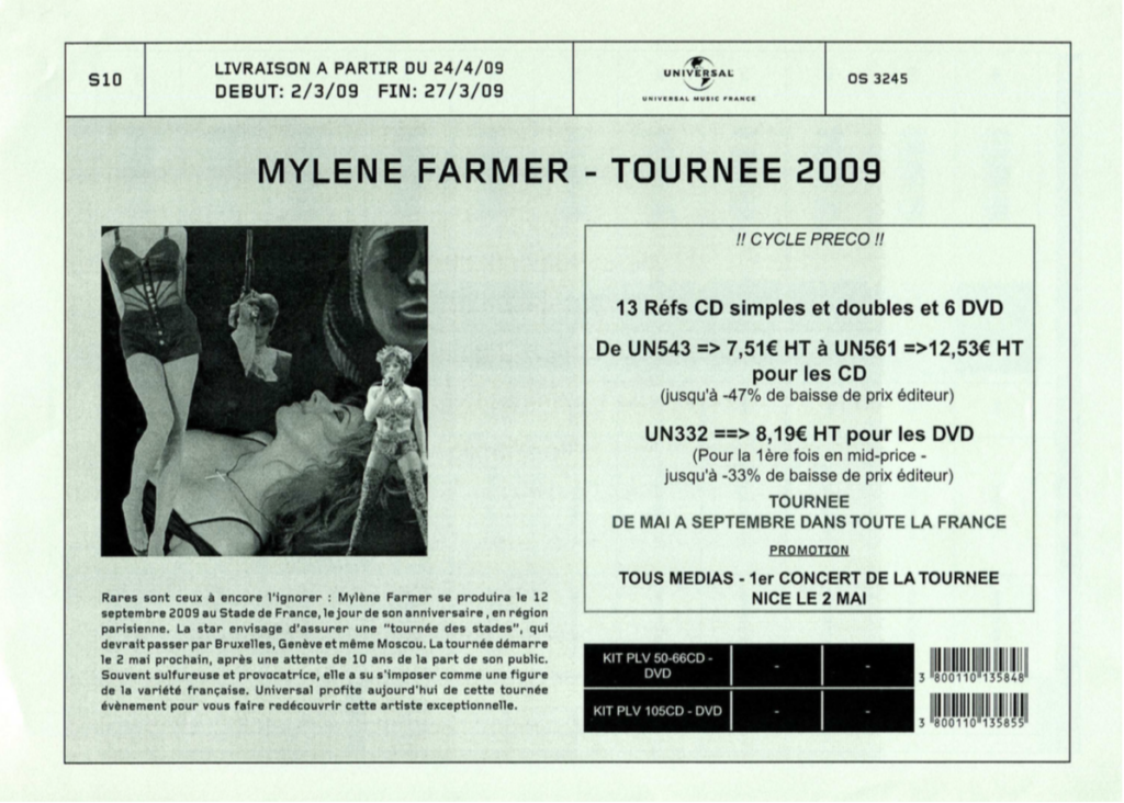 Bon de Précommande – CD & DVD Réédition 2009 – France