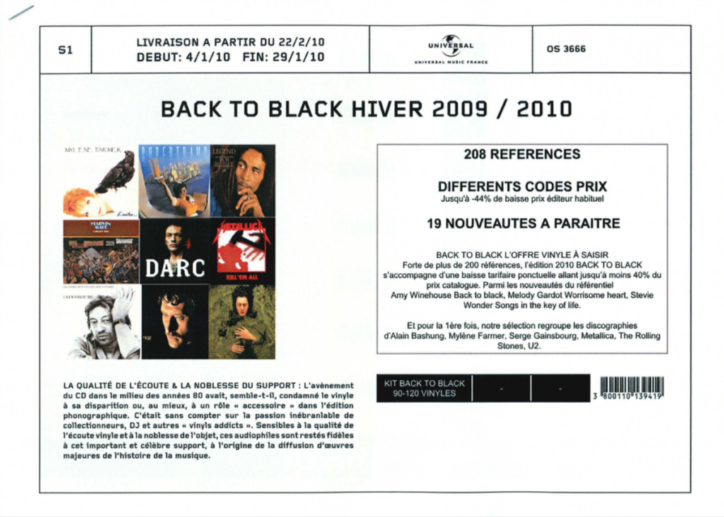 Bon de Précommande – vinyles back to back 2010 – France