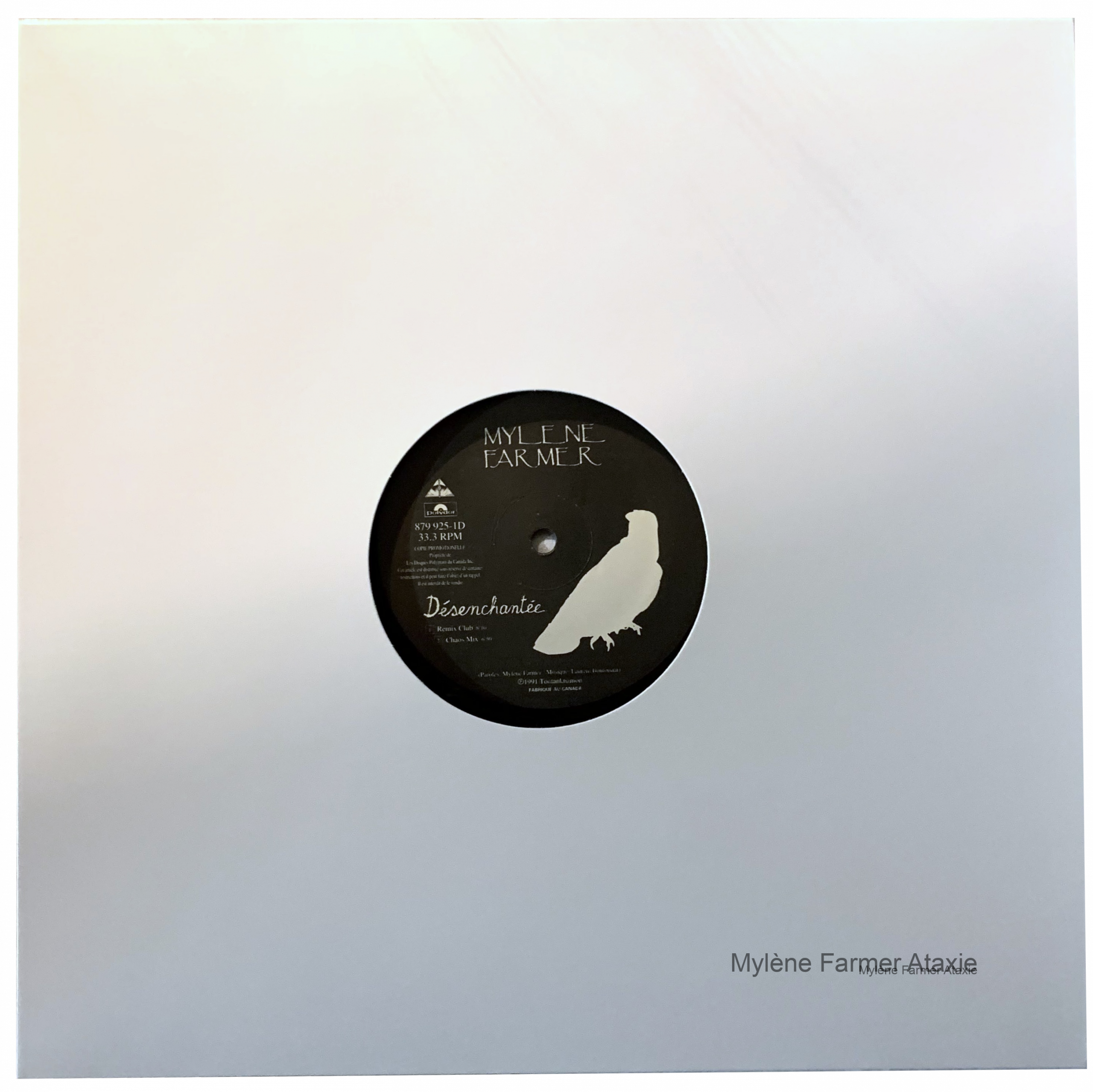 Face avant du Maxi 33 tours promo de désenchantée de Mylène Farmer pour le Canada