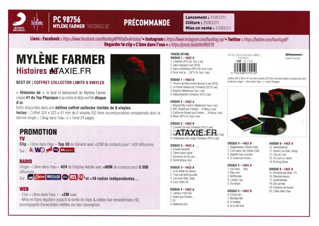 Bon de Précommande – Histoires de – Coffret Vinyles – France