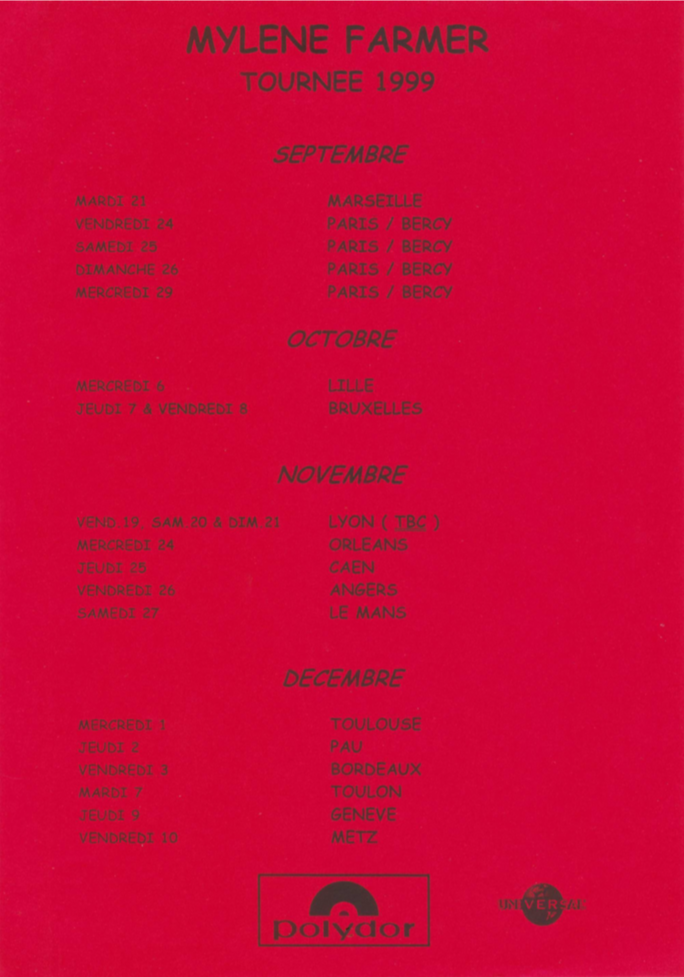 Feuillet Promo – Mylènium Tour – France
