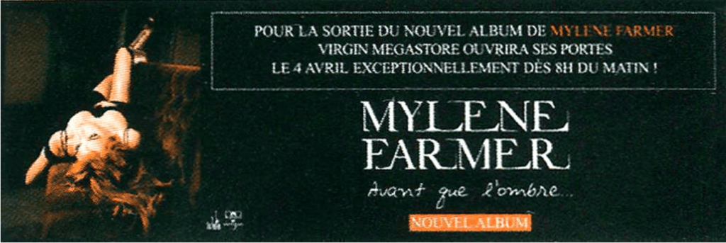 PLV Fronton Virgin 60×20 – Avant que l’ombre… Vente Virgin- France