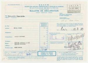 Bulletin de déclaration « A quoi je sers » – Sacem