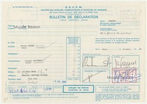 Bulletin de déclaration « Ainsi soit-je » – Sacem