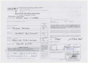 Bulletin de déclaration « Avant que l&rsquo;ombre » – Sacem