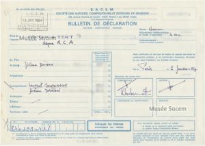 Bulletin de déclaration « Maman à tort » – Sacem