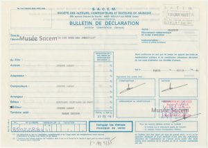 Bulletin de déclaration « On est tous des imbéciles » – Sacem