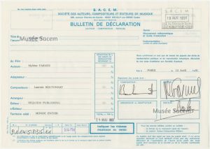 Bulletin de déclaration « Regrets » – Sacem