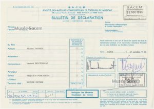 Bulletin de déclaration « Rêver » – Sacem