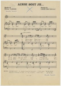 Partition « Ainsi soit-je » – Sacem