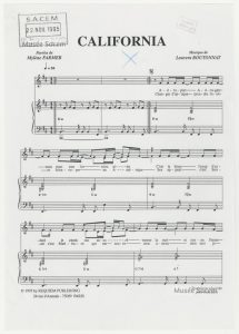 Partition « California » – Sacem