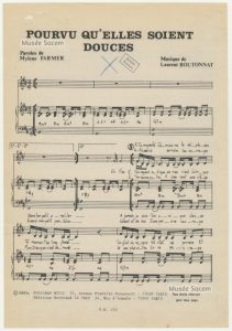 Partition « Pourvu qu&rsquo;elles soient douces » – Sacem