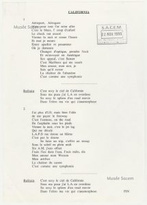 Texte « California » – Sacem
