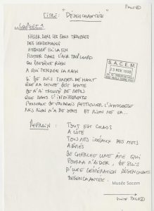 Texte « Désenchantée » – Sacem