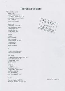 Texte « Histoire de fesses » – Sacem