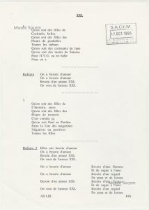 Texte « XXL » – Sacem